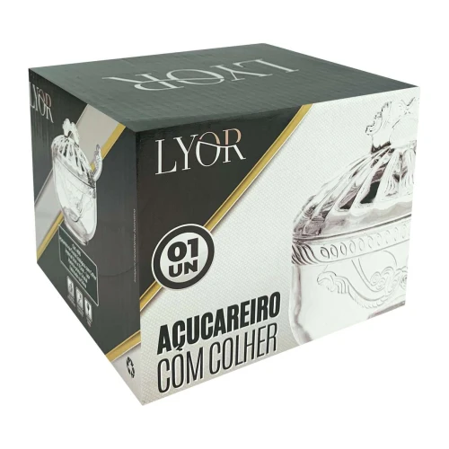 Açucareiro de vidro com colher Lyor