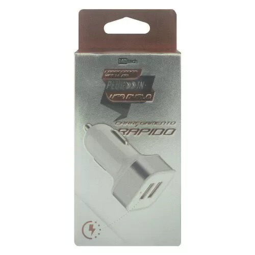 Adaptador carregador usb para cigarreira 2.1A 02 saídas MB52056 mbtech