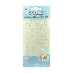 Adesivo concha branco 10mm com 50 peças Brilha festa