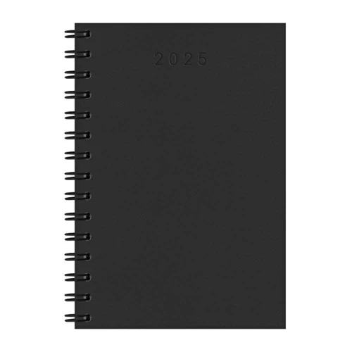 Agenda 2025 capa dura espiral lisa 320 folhas preta Redoma