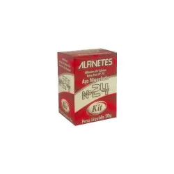 Alfinete de cabeça aço niquelado fino Nº 24 50G Kit