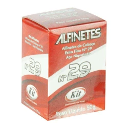 Alfinete de cabeça aço niquelado fino nº29 com 50g Kit