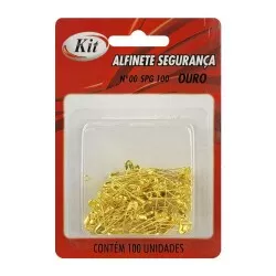 Alfinete de segurança ouro 00mm blister com 100 unidades Kit