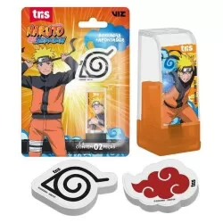 Apontador com depósito + borracha Naruto blister Tris