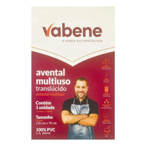 Avental de pvc multiuso adulto transparente 120x70cm Vabene