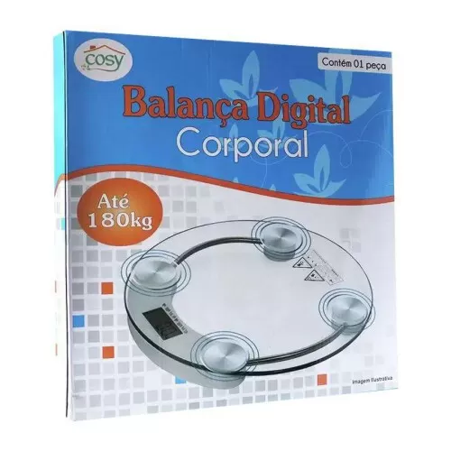 Balança digital vidro uso doméstico 180kg Cozy