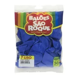 Balão 7.0 liso azul cobalto com 50 unidades São Roque