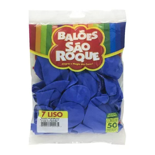 Balão 7.0 liso azul cobalto com 50 unidades São Roque