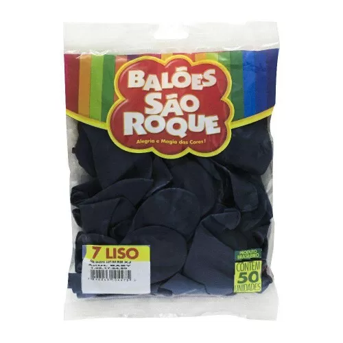 Balão 7.0 liso preto com 50 unidades São Roque