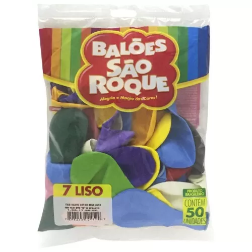 Balão 7.0 liso sortidos com 50 unidades São Roque