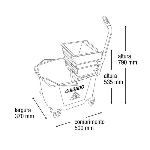 Balde espremedor com rodinhas 36 litros amarelo Arqplast