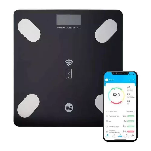 Balança digital vidro uso doméstico 180kg bioimpedância Dolce Home