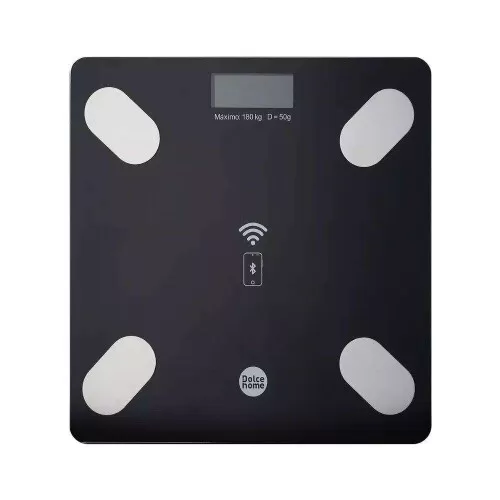 Balança digital vidro uso doméstico 180kg bioimpedância Dolce Home