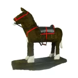 Balanço infantil cavalo de madeira peluciado 60x60cm sortido