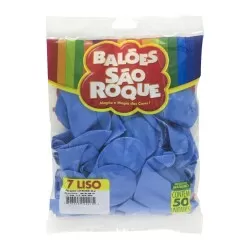 Balão 7.0 liso azul baby com 50 unidades São Roque