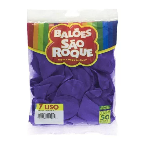 Balão 7.0 liso roxo com 50 unidades São Roque