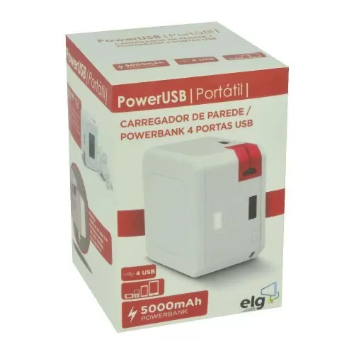 Bateria power bank de parede 5000MAH com 04 saídas usb