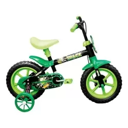 Bicicleta infantil aro 12 Track preta com verde Arcom