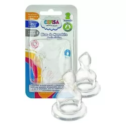 Bico de mamadeira de silicone chato com 02 unidades blister Cefisa