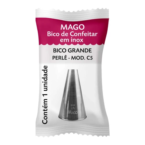 Bico para confeitar em inox grande perlê C5 Mago