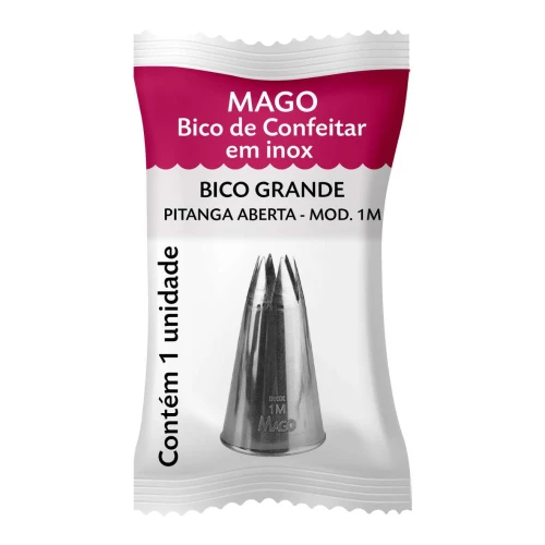 Bico para confeitar em inox grande pitanga aberta 1M Mago