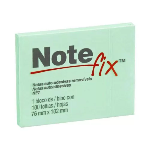 Bloco autoadesivo 76mmX102mm verde 3M Note Fix com 100 folhas