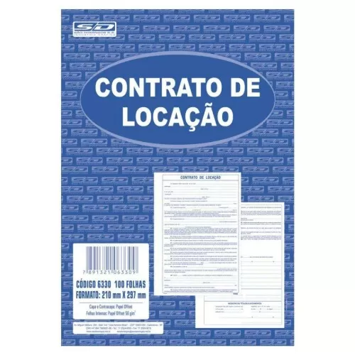 Bloco contrato de locação com 100 folhas