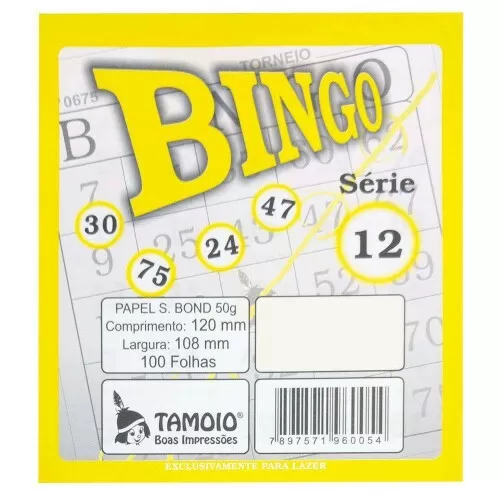 Bloco de bingo amarelo 12x11cm com 100 folhas Tamoio