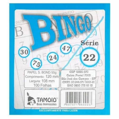 Bloco de bingo azul 12x11cm com 100 folhas Tamoio