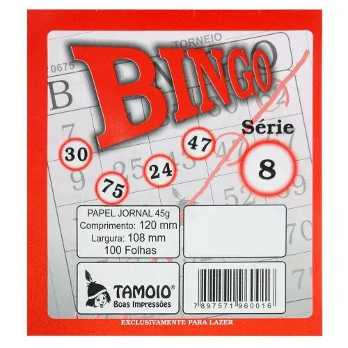 Bloco de bingo jornal 12x11cm com 100 folhas Tamoio