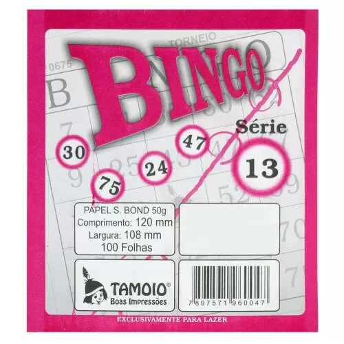 Bloco de bingo rosa 12x11cm com 100 folhas Tamoio