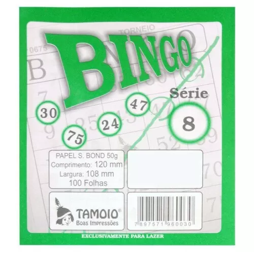 Bloco de bingo verde 12x11cm com 100 folhas Tamoio