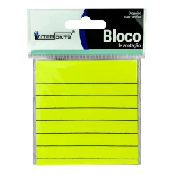 Bloco auto adesivo 7,6mm x 7,6mm amarelo pautado com 100 folhas Interponte