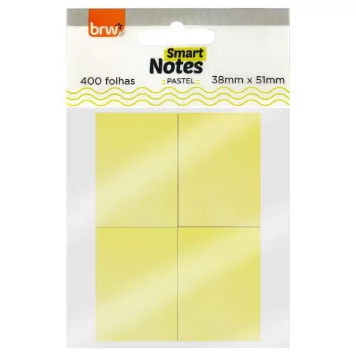 Bloco autoadesivo 38mmX51mm amarelo pastel smart notes com 04 com 100 folhas Brw