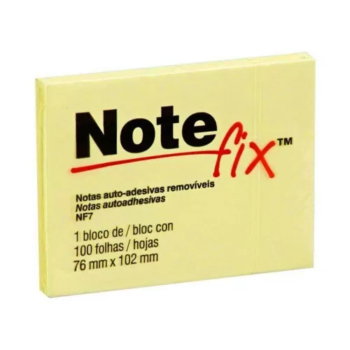 Bloco autoadesivo 76mmX102mm amarelo com 100 folhas Note Fix 3M