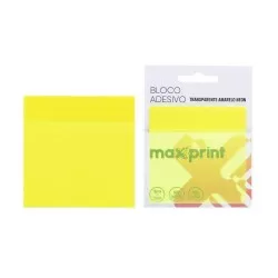 Bloco autoadesivo 76mmX76mm amarelo neon transparente com 50 folhas Maxprint