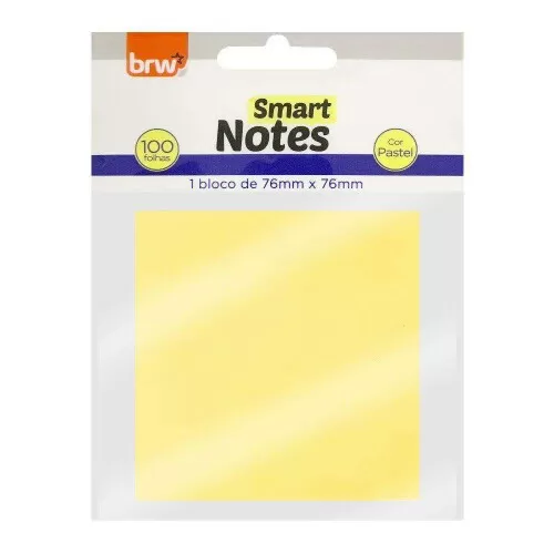 Bloco autoadesivo 76mmX76mm amarelo pastel com 100 folhas Smart Notes Brw