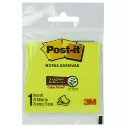 Bloco autoadesivo 76x76 verde com 45 folhas Post It 3M