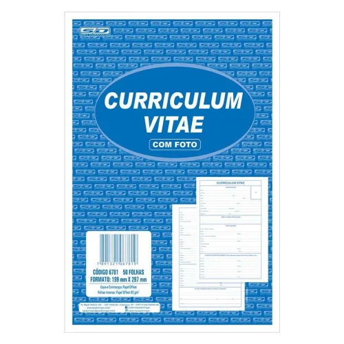 Bloco curriculum vitae com 50 folhas São Domingos