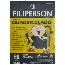 Bloco de papel quadriculado 60g/m² A-4 30 folhas Filiperson