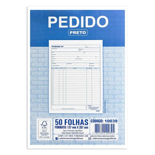 Bloco pedido 1 via grande 137x207mm com 50 folhas São Domingos