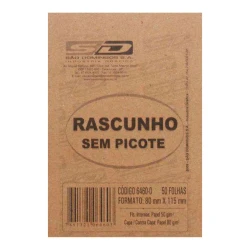 Bloco rascunho branco pequeno com 50 folhas 80x115 São Domingos