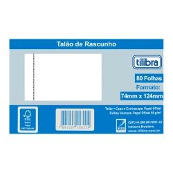 Bloco rascunho branco pequeno com 80 folhas 74x124mm Tilibra