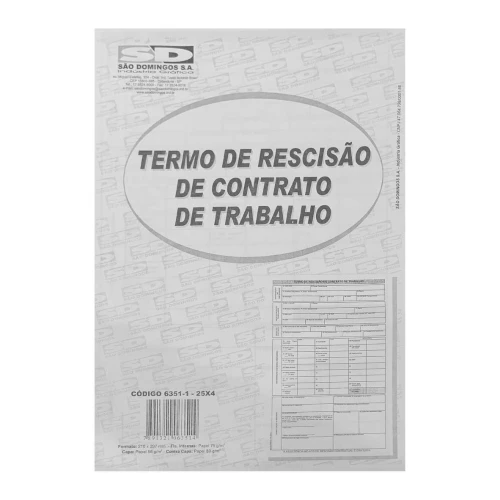 Bloco termo rescisão contrato/trabalho