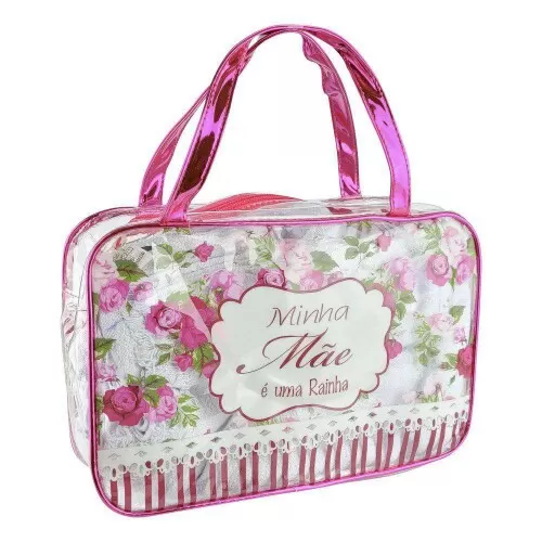 Bolsa feminina transparente decorada mãe 31x21cm Interponte