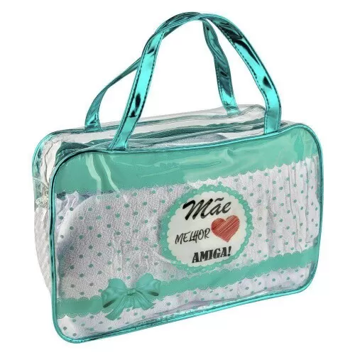 Bolsa feminina transparente decorada mãe 31x21cm Interponte