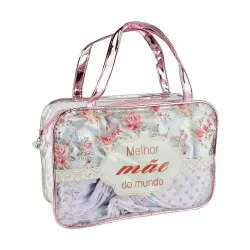 Bolsa feminina transparente decorada mãe 31x21cm Interponte