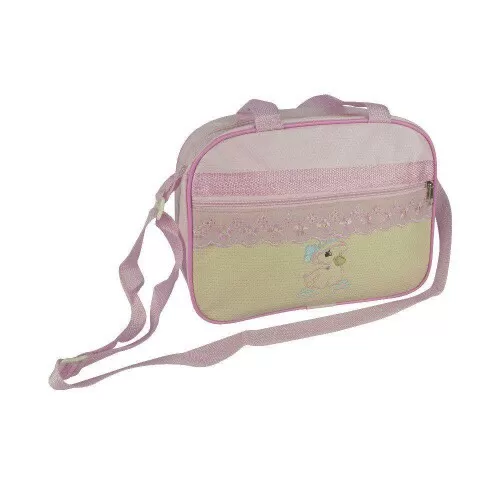 Bolsa para bebê de vinil com babado 32x23cm rosa/azul