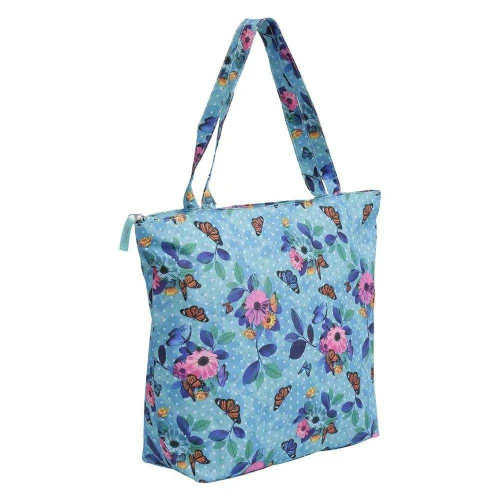 Bolsa feminina multiuso flores com borboletas 35x43cm Clio Style