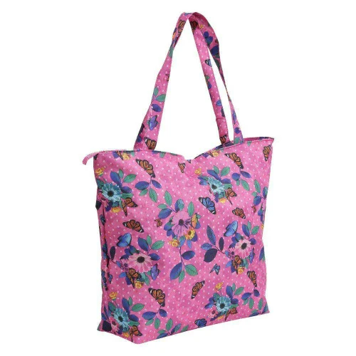 Bolsa feminina multiuso flores com borboletas 35x43cm Clio Style